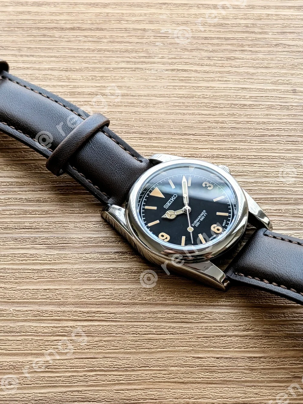 37mm Seiko Men's Black Vintage Style Mod Dress Watch Smooth Sweep Second